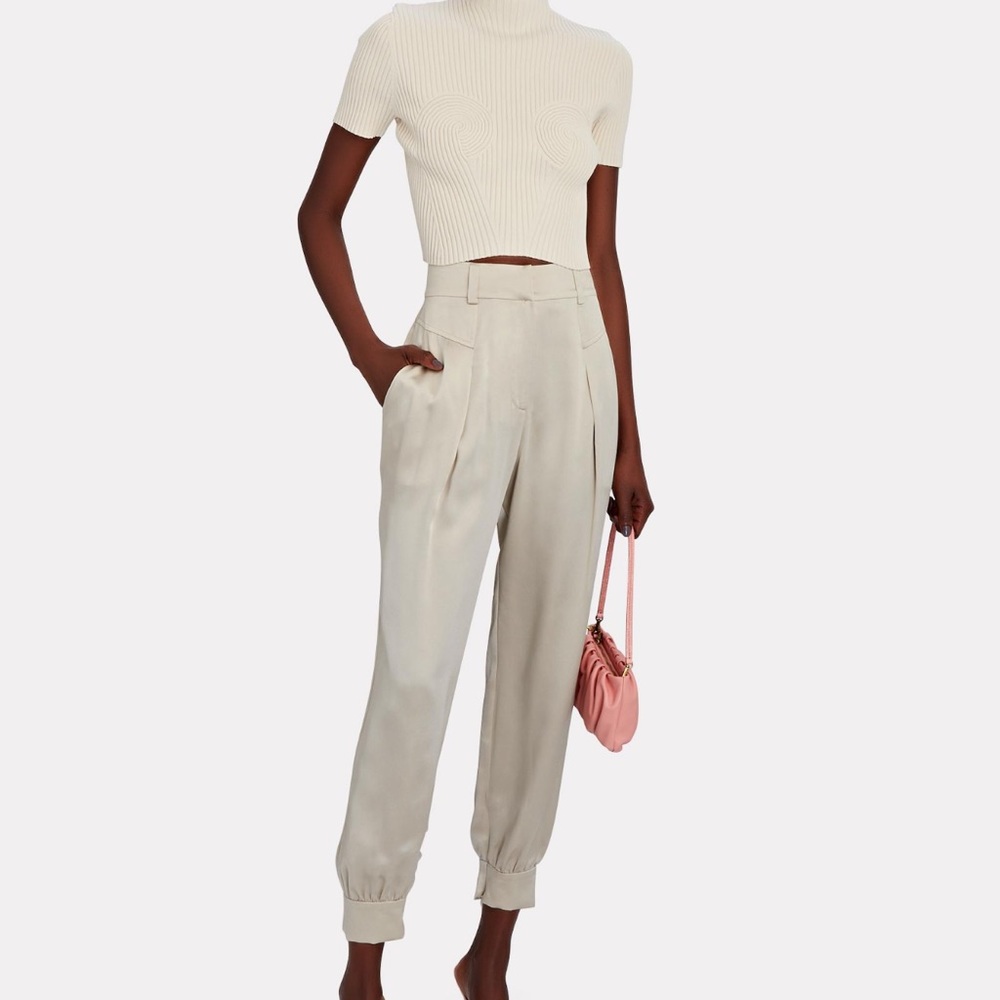 NWOT Intermix Raleigh silk jogger in champagne size 10